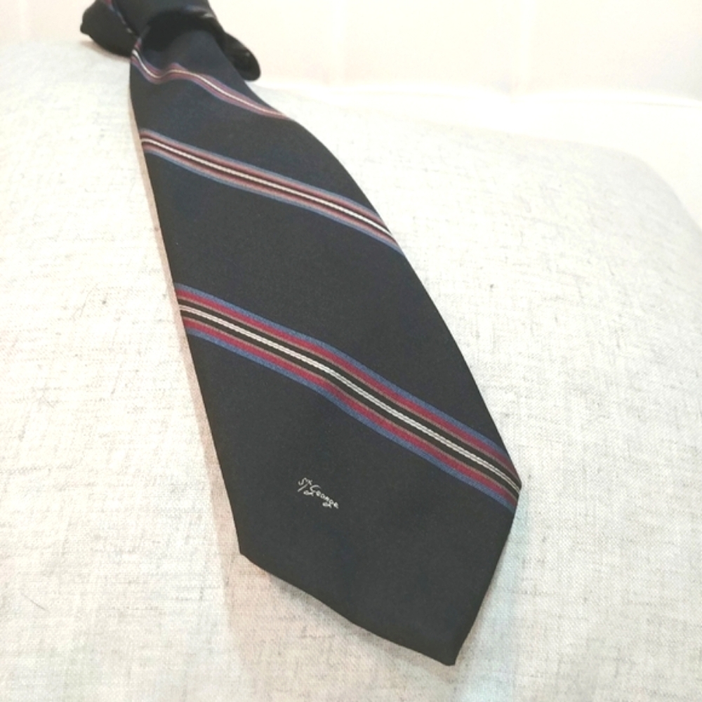 Vintage American designer 70s classic Preppy black Spaced Out Stripes tie